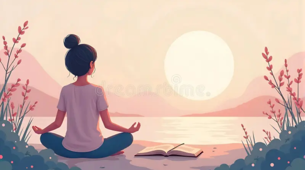 photos-related-to-mental-wellness-self-care-meditation-journaling-stress-relief-think-serene-scenes-soft-colors-346930191